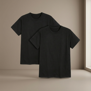 Unisex Black Cotton T-Shirt Crew Neck Regular Fit All Seasons Solid Color Breathable 100% Cotton Adult Size - Product Image 1
