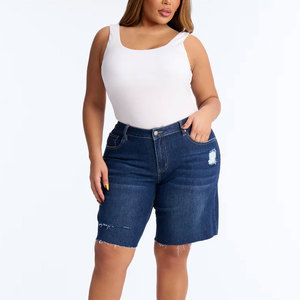 Shorts en jean taille haute respirants pour femme, coupe droite, déchirés, sexy, plusieurs couleurs, service OEM – Nouvelle collection super tendance - Product Image 2