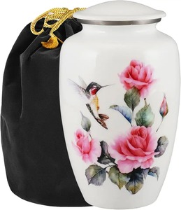Urna Funeraria de Aluminio Grande, Color Rosa, con Hermosas Flores, de Excelente Calidad, para Cenizas Humanas Adultas, Decorativa - Product Image 1