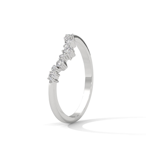 Bague élégante en argent avec diamants de laboratoire, bijoux fins, style demi-bague pour femme, pour mariage, anniversaire et occasions spéciales - Product Image 2