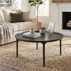 Minimalist Branched-Leg Metal Bistro <b>Table</b> – Modern Warm Tan <b>Round</b> Cafe <b>Table</b> with Tripod Base for <b>Outdoor</b> Lounges & Coffee Shop - Product Image 2