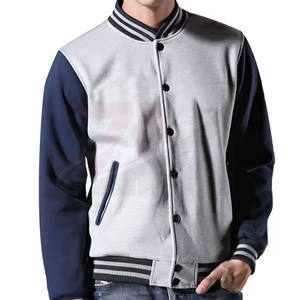 Vestes streetwear pour hommes 100% polyester coton bleu et gris avec logo brodé et patchs, livraison rapide - Product Image 1