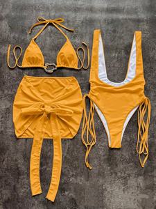 Women Swimsuit Swimwear Sexy <b>Bikini</b> Push up Hollow Out 3 Piece <b>Bikini</b> Set Mini Skirt Beachwear Bathing Suit - Product Image 4