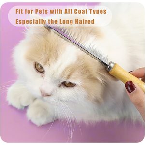 Peigne de toilettage pour animaux de compagnie en acier inoxydable écologique pour chiens et chats |   Peigne démêlant professionnel anti-rouille à 48 dents - Product Image 6