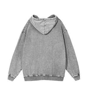 เสื้อฮู้ดสไตล์สตรีทแบบสวมหัว ลวดลายปัก แอคซิดวอช ผ้าฝ้ายถัก 100% สำหรับผู้ชาย ไซส์ใหญ่พิเศษ เหมาะสำหรับฤดูหนาว - Product Image 2