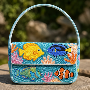 Fish Embroidery <b>Storage</b> <b>Bag</b> Seed Bead Purse For Gift Event Evening Clutch Handbag Crossbody Shoulder <b>Bag</b> Fashion Statement Purse - Product Image 1