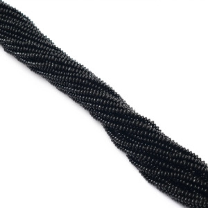Black Gemstone 5mm Smooth Button Rondelle <b>Beads</b> Natural Black Semiprecious Gemstone Heishi Saucer <b>Loose</b> <b>Beads</b> for Jewelry Making - Product Image 2
