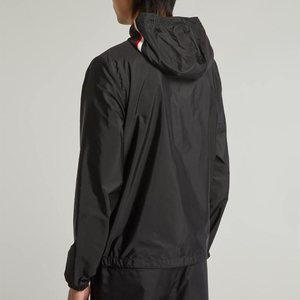 Men's Black Hooded Windbreaker <b>Jacket</b> Lightweight Water Resistant Rain Coat Zipper Up Casual Sporty Outerwear with Adjustable - Product Image 3