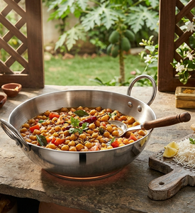 Kadai en acier inoxydable de haute qualité avec poignées rivetées – Poêle à frire profonde et wok finition miroir pour la maison et la cuisine professionnelle - Product Image 5