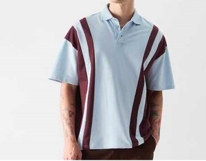 Polo Cumbre Sports avec logo personnalisé brodé, t-shirts à manches courtes surdimensionnés, rayures sportives, vêtements de sport de plein air, polos pour hommes grandes tailles - Product Image 4