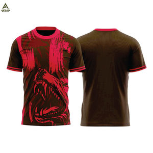 Camiseta de Fútbol Personalizada AIFRAN para Hombre, Diseño Lobo Verde, Sublimada, Manga Corta, Cuello Redondo, Poliéster, con Patrón de Bandera - Product Image 4