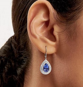 Beautiful Tanzanites & <b>Diamond</b> Leverback <b>Earring</b> Lab Grown White Gold Women Gemstone <b>Dangle</b> <b>Earring's</b> Wholesale Price - DS0360 - Product Image 6