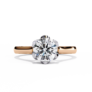 Anillo de Compromiso Solitario con Diamante Cultivado en Laboratorio de Corte Redondo en Oro Blanco de 14K para Mujer - Product Image 3