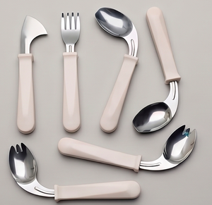 Ensemble de 6 couverts en acier inoxydable avec manches en plastique, design minimaliste réutilisable pour le camping et l'extérieur - Product Image 5