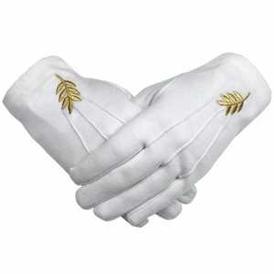 Gants en coton blanc avec broderie en feuille d'or - Product Image 1