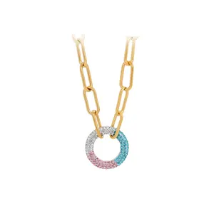 A00902953 Xuping Jewelry High Diamond Set Round 24K Gold Fashion Jewelry Chain Women Necklace