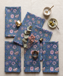 Serviettes de cocktail réutilisables personnalisées en gros, serviettes imprimées à la main, 100% coton, serviettes en tissu, motif floral, serviettes légères personnalisées - Product Image 5