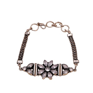 ARTS JEWELS Joyería de Lujo para Mujer, Diseño Floral con Cuentas de Latón, Baño de Plata Antigua, Cristales de Zirconia con Engaste de Bisel, Estilo Étnico para Fiesta - Product Image 2