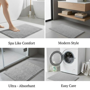 Alfombra de Baño de Chenilla, Acogedora, Suave, Antideslizante, Hecha a Mano, con Estampado Animal, Forma de Alien, 100% Algodón - Product Image 4