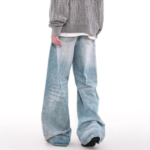 Jean décontracté ample pour homme, coupe large, style vintage, en denim noir, streetwear - Product Image 4