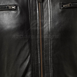 Veste en cuir de vache pour homme, hiver, logo sur le devant, écologique, élégante, décontractée, chaude, douce, manches longues, tendance - Product Image 6