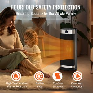 Stufa Elettrica a Infrarossi con Telecomando, Termostato a 2 Livelli Regolabili, Ventilatore Ceramico Silenzioso da 16 Pollici, Protezione da Surriscaldamento - Product Image 4