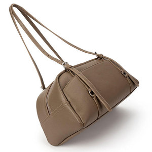 Brown Genuine Leather 14-Inch Detachable Strap Minimalist Style Female Shoulder Bag with Zipper Closure for Outdoor Use - Product Image 6
