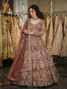 Ensemble Lehenga Choli Dupatta brodé vintage pour femmes, tenue indienne pakistanaise pour mariage et fête, longueur au sol - Product Image 1