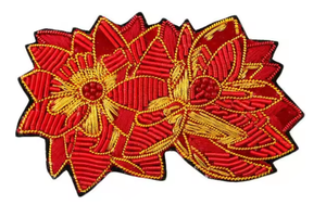 Appliques de luxe brodées à la main avec fil de bouillon, patchs brodés faits à la main pour poches de veste, badges à effet 3D en relief, écologiques - Product Image 3