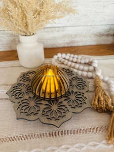 Support de lampe T en bois de bambou écologique Décoration de Noël durable faite à la main Design moderne pour salles de méditation Yoga Wellness - Product Image 1