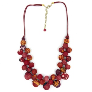 Collar Bohemio de Tela Hecho a Mano con Cuentas para Mujer, Gargantilla Azul Multicolor con Forma de Bola, Joyería de Regalo - Product Image 4