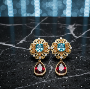 Colorful Multi Stone Multi Size Earring 925 <b>Sterling</b> <b>Silver</b> 18K Gold Plated with CZ 5 Inch Earrings Earrings Everyday Wear - Product Image 4