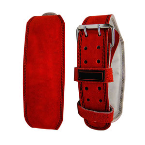 Cinturón de Piel Rojo para Levantamiento de Pesas, Hebilla Ajustable, Soporte Lumbar para Entrenamiento de Fuerza, Unisex, para Gimnasio - Product Image 3