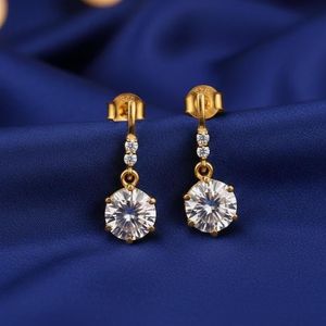 Pendientes de Moissanita, Plata de Ley 925, Chapados en Oro de 14K, Pendientes Colgantes Elegantes, Joyería Hecha a Mano, Regalo - Product Image 2