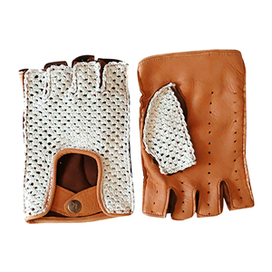 Gants de conduite en cuir véritable pour hommes, logo personnalisé, gants de conduite vintage en cuir marron, compatibles écran tactile, respirants, gants de course - Product Image 1