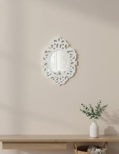 Espejo de Vanidad Decorativo Moderno Grande con Marco Blanco y Encaje para Sala de Estar, Pasillo o Dormitorio - Product Image 4