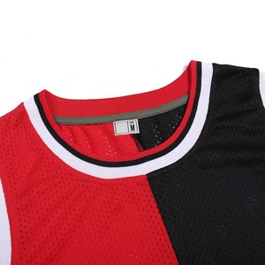 OEM Customizable Wholesale Print Name Number Durable Breathable Plus Size Quick Dry Basketball Jerseys for Adult Black Red Color - Product Image 3
