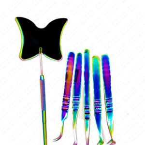 ชุดแหนบต่อขนตาหลายสีสำหรับมืออาชีพ พร้อมปลายแหนบความแม่นยำสูง กระจกติดขนตา และอุปกรณ์เสริมสำหรับใช้ในร้านเสริมสวย - Product Image 5