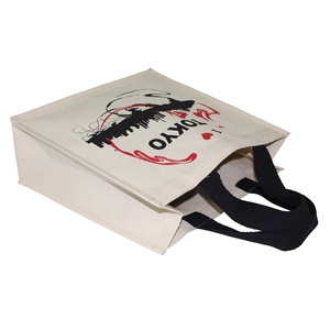 High Quality Eco Custom Logo Laminated Waterproof Canvas Cotton Tote <b>Bag</b> <b>Long</b> Webbing Handle Letter Design for Shopping Gift - Product Image 4