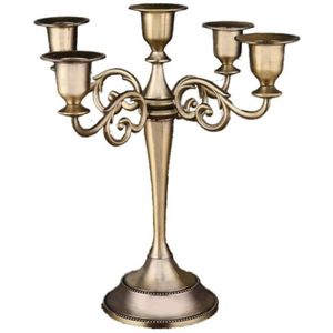 Wholesale Vintage Antique Brass Finish Metal Candelabra 5 Arms Tabletop <b>Candle</b> <b>Holder</b> Luxury Wedding Party Home Decor Stand - Product Image 1