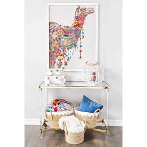 Set of 3 seagrass <b>baskets</b> with white patterned stitching Handmade <b>Storage</b> <b>Basket</b> Wholesale eco-friendly Made in Vietnam - Product Image 3