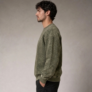 Oversized Solid Winter Acid Wash <b>Sweatshirt</b> for Men Professional Manufacture Cotton <b>Fleece</b> Eco-Friendly Breathable Streetwear - Product Image 5