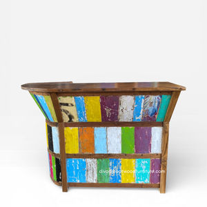 Table de bar en bois de bateau recyclé, écologique, durable, rustique, en bois récupéré, pour la maison, le restaurant, le café, le bar, mobilier de bar commercial - Product Image 1