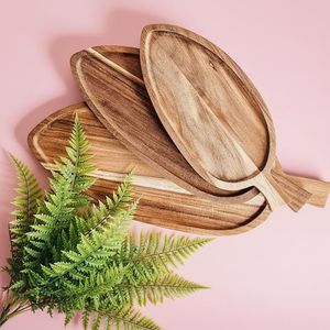 Wooden <b>Storage</b> Tray Oval Shape Minimalist Design Unfinished <b>Stackable</b> Single Tier For Table Use premium serving tray - Product Image 1