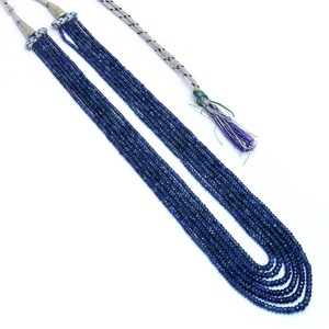 Cuentas facetadas de zafiro AAA de 2.5mm-5mm, cuentas de zafiro birmano azul natural precioso para joyería de collar en capas - Product Image 3
