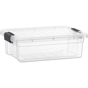 Clear Plastic 4.5 Quart <b>Storage</b> Bin with Lid <b>Stackable</b> Organizing <b>Containers</b> for Home Garage Dorm School - Product Image 1