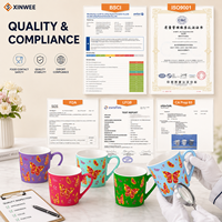 Mug à café en céramique imprimé papillon coloré, logo personnalisé, OEM, ODM, fabricant de marques privées, vente en gros, vente au détail, cadeaux
