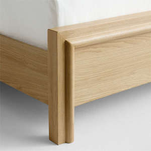 Contemporary Flat Pack Wooden Bed Frame | KD <b>Light</b> <b>Oak</b> Finish Bedroom Furniture India - Product Image 5