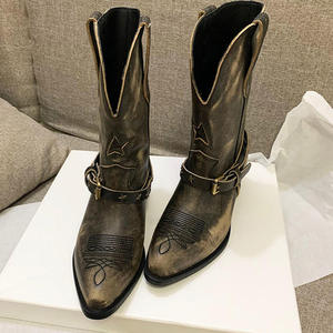 Botas de Montar a Caballo Estilo Vaquero Occidental para Montar al Aire Libre, Transpirables y Cómodas, Botas de Montar sin Cordones, en Oferta - Product Image 3