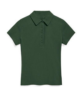 Polo de Manga Corta Verde para Mujer, Color Sólido, Algodón Piqué, Estilo Casual - Product Image 5